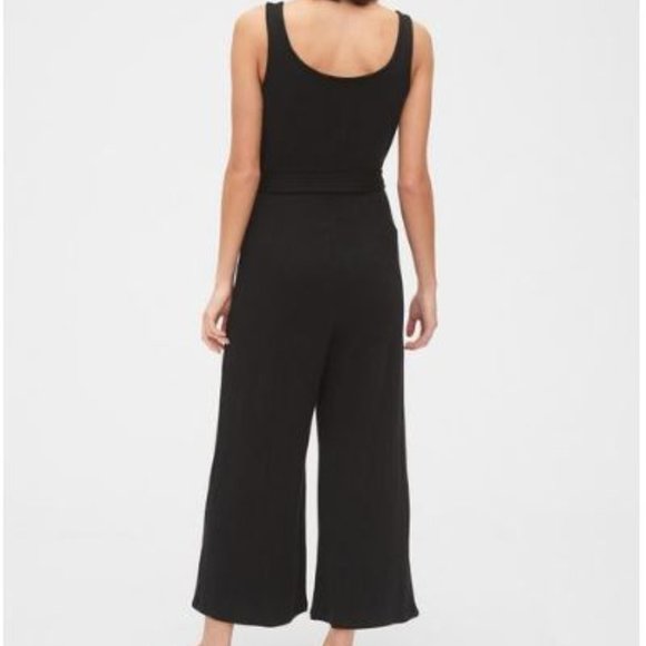 NWT Gap ribbed belt-tie tank jumpsuit, black, XS - Picture 2 of 11